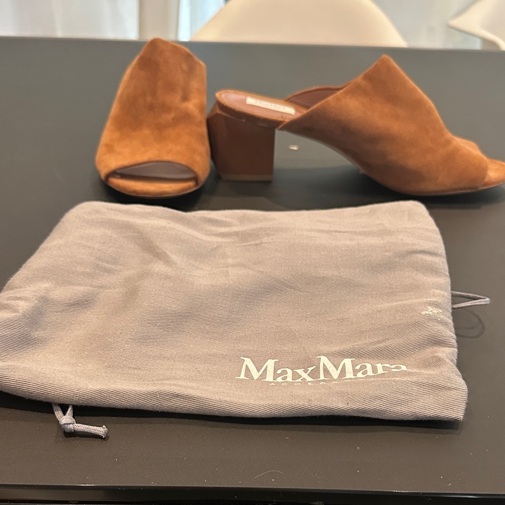MaxMara Tan Suede Mules